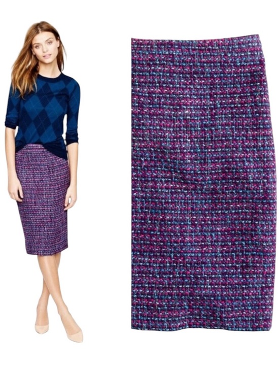 J. Crew Dresses & Skirts - J. Crew purple pink blue tweed boucle wool blend No. 2 pencil skirt